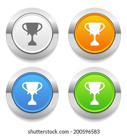 Four color round button with cup icon and metallic border