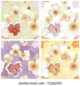 four color samples seamless flower textures