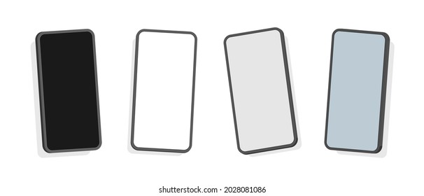 Four color screen smartphone on white background show a 3D view. Vector illustration mockup