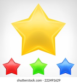 four color star element pack isolated vector illustration
