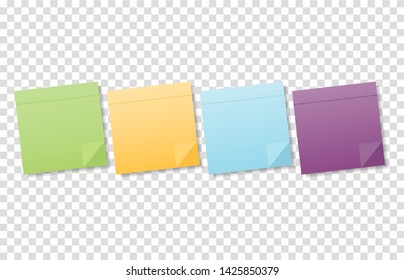 Four color stickers for notes are shown in a transparent background.