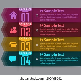 four color text box design template, icon, numbers.