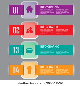 Four color text box template for website and graphic, icon, numbers.