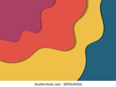 four color wave papercut abstract background