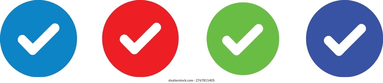 Four color-coded checkmark icons displayed in a row for visual confirmation Vector