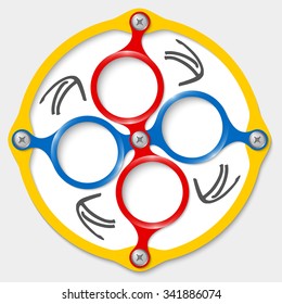 Four colored abstract boxes for your text and hand written arrows