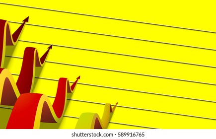 four colored arrows going up on yellow background