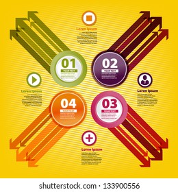 Four colored arrows in infographic style