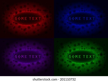 Four colored background of thorns with oval space for text .