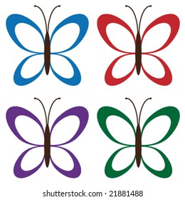 four colored butterflies