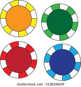 The four colored casino chips - Illustration - Vector 