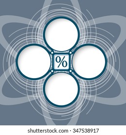 Four colored circular frames for your text and percent symbol