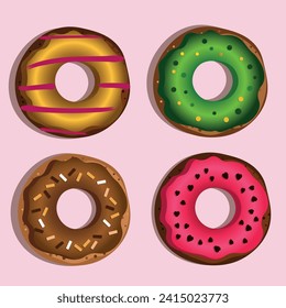 four colored cupcakes, fashion print