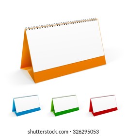 Four colored desktop calendar realistic  template. Vector illustration