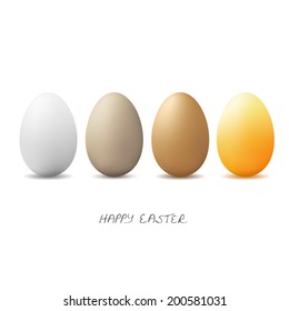 four colored Easter eggs