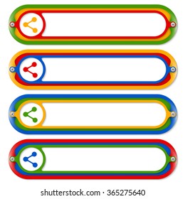 Four colored frames for any text with share symbol