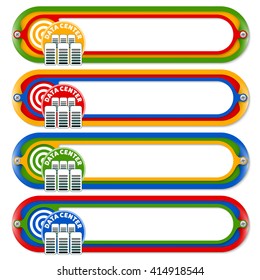 Four colored frames for any text with data center icon