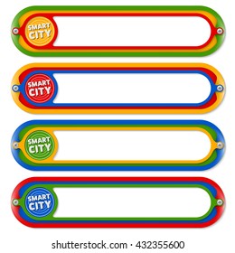 Four colored frames for any text with icon of smart city