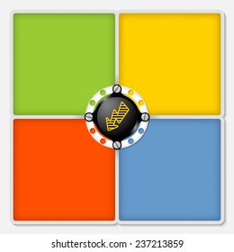 four colored frames for white text and flash