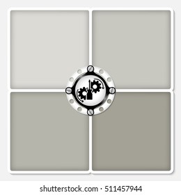 Four colored frames for your text with screwdriver and cogwheel