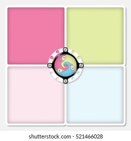 Four colored frames for your text with bulbs