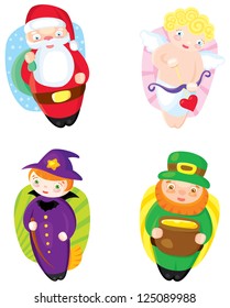 four colored holiday icons. Vector. Illustration