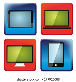 four colored icons with different colored devices