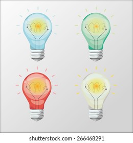 Four colored lamps