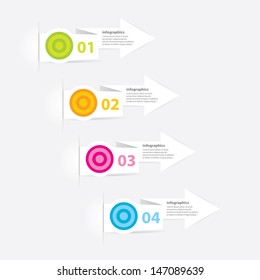 Four colored modern paper arrow design template / can be used for infographics / numbered banners