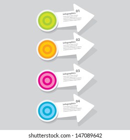 Four colored modern paper arrow design template / can be used for infographics / numbered banners