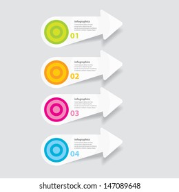 Four colored modern paper arrow design template / can be used for infographics / numbered banners