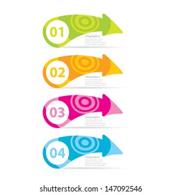 Four colored modern paper arrows design template / can be used for infographics / numbered banners