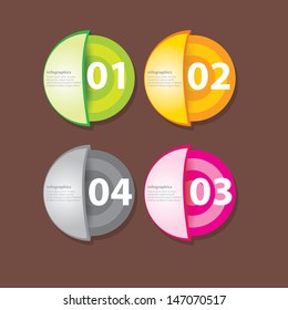 Four colored modern paper circles design template / can be used for infographics / numbered banners