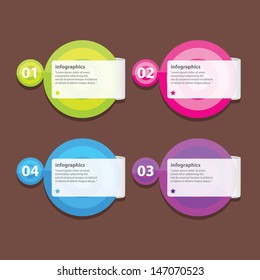 Four colored modern paper circles design template / can be used for infographics / numbered banners