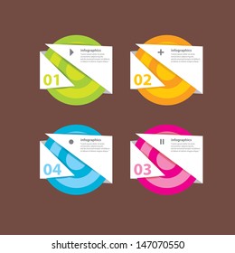 Four colored modern paper circles design template / can be used for infographics / numbered banners