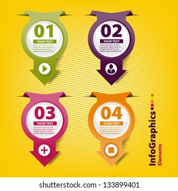 Four colored paper arrows in infographic style with place for your own text