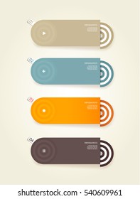 Four colored paper circles with place for your own text.