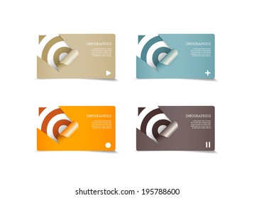 Four colored paper notes with place for your own text.