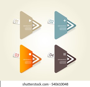 Four colored paper triangles with place for your own text.