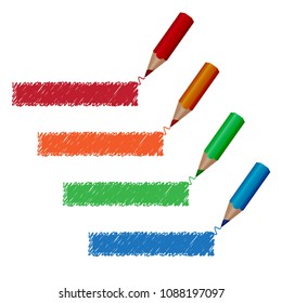 
Four colored pencils.