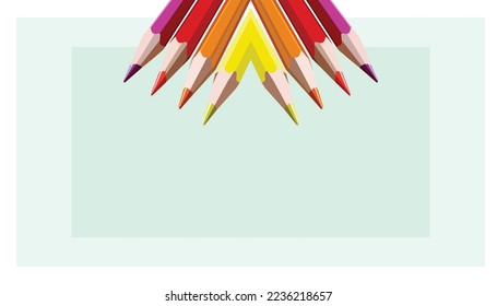 Vier farbige Stifte mit einzigartigem künstlerischen Medium zwischen weicher, horizontaler Rechteckhintergrund, für Poster.