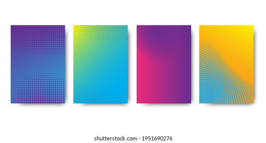 four colored rectangles. gradient halftone. Simple vector web banner. Stock image. Vector illustration. 