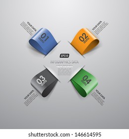 Four colored ribbons with data / vector template for infographics or presentations