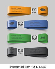 Four colored ribbons with data / vector template for infographics or presentations