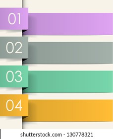 Four colored ribbons with numbers. Cool vector background. EPS10.