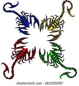 
four colored scorpions for illustrations
