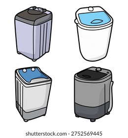 four colored simple washing machine images