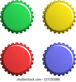 Four colored vector bottle caps