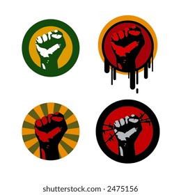 four colored vector illustrations with a fist