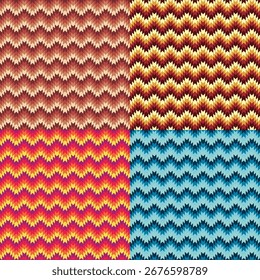 Four colorful abstract geometric zigzag patterns